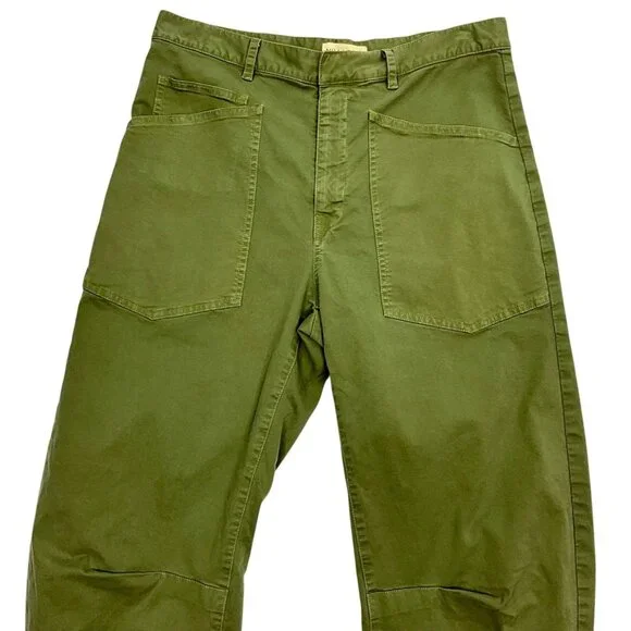 Nili Lotan Shon Pants Green Barrel Cropped Wide Leg Baggy Size 8 - Picture 2 of 10